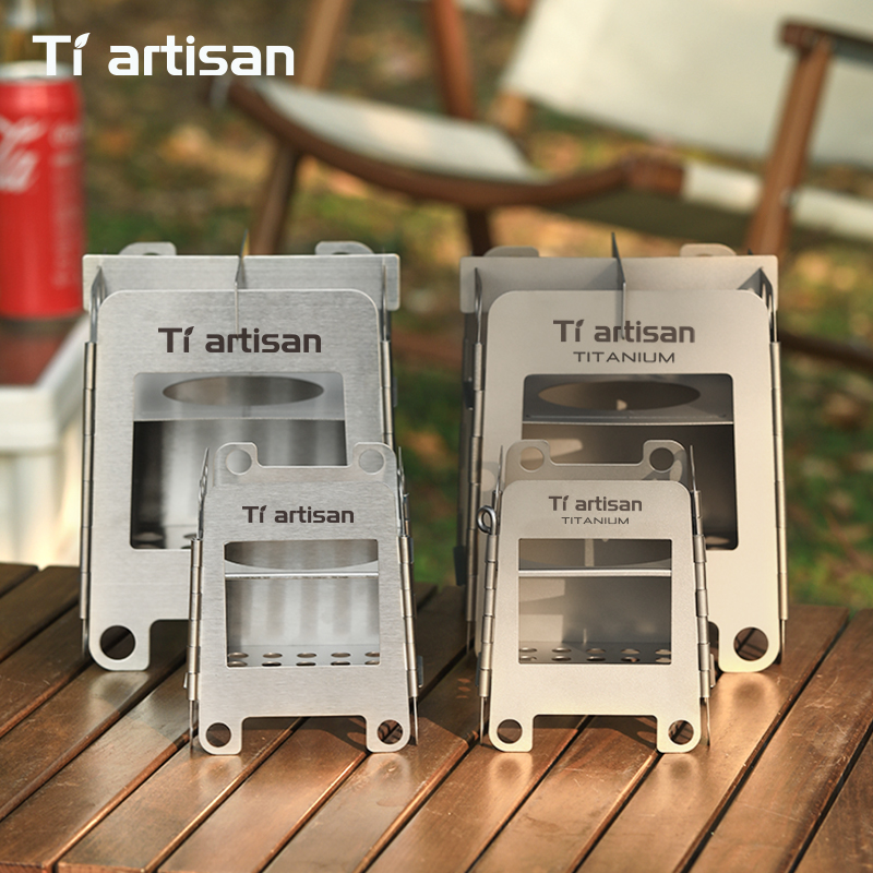 Outdoor Camping Wood Stove - Tiartisan ステンレス鋼キャンプストーブ ミニポータブルマルチ燃料ストーブ 屋外折りたたみ式コンパクトウッドバーナー 収納バッグ付き