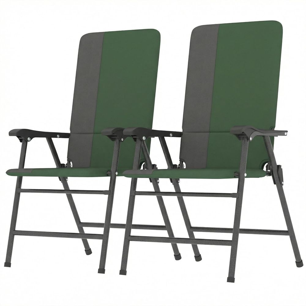 Outdoor Camping High Chair - パッド入りハイバックアームレストアウトドアチェアセット、2個セット、600D生地、ポータブル、キャンプ、芝生、デッキ、庭、裏庭に最適