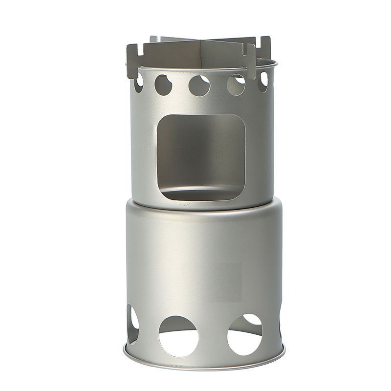 Outdoor Camping Wood Stove - キャンプ用小型チタン製薪ストーブ ポータブルDIY分割式ソリッドスピリット焚き火ストーブ