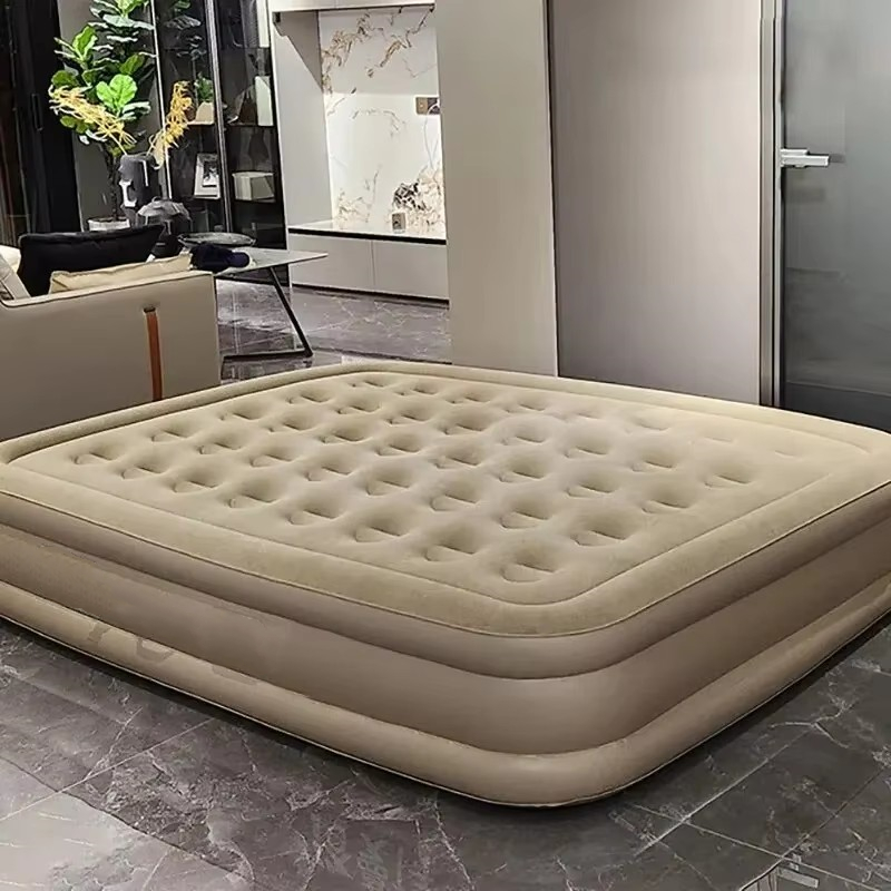 Inflatable Mattress - インフレータブルPVCスリーピングマットレス,豪華な2人用キャンプマットレス,ポンプ内蔵,厚手