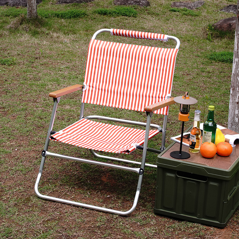 Outdoor Camping Folding Chair - 超軽量ポータブルアルミ合金折りたたみ椅子 アウトドアキャンプ釣りストライプビーチレジャー用