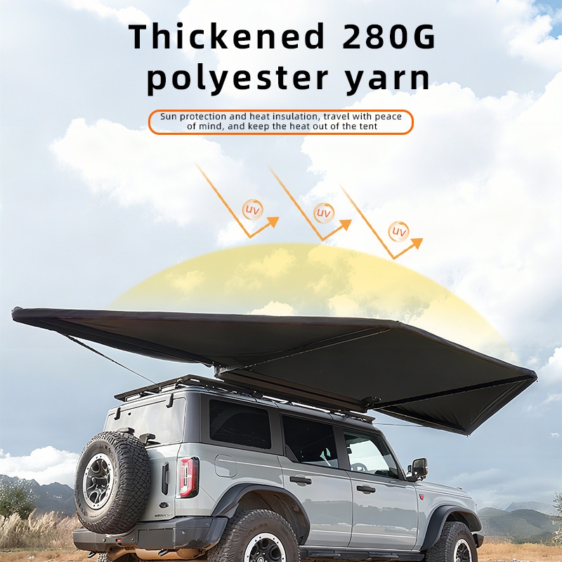 Camping Tent - 屋外キャンプ用180度扇形日よけテント 新型ダブルポールモデル サポートポール付き サイドカー型テントキャノピー
