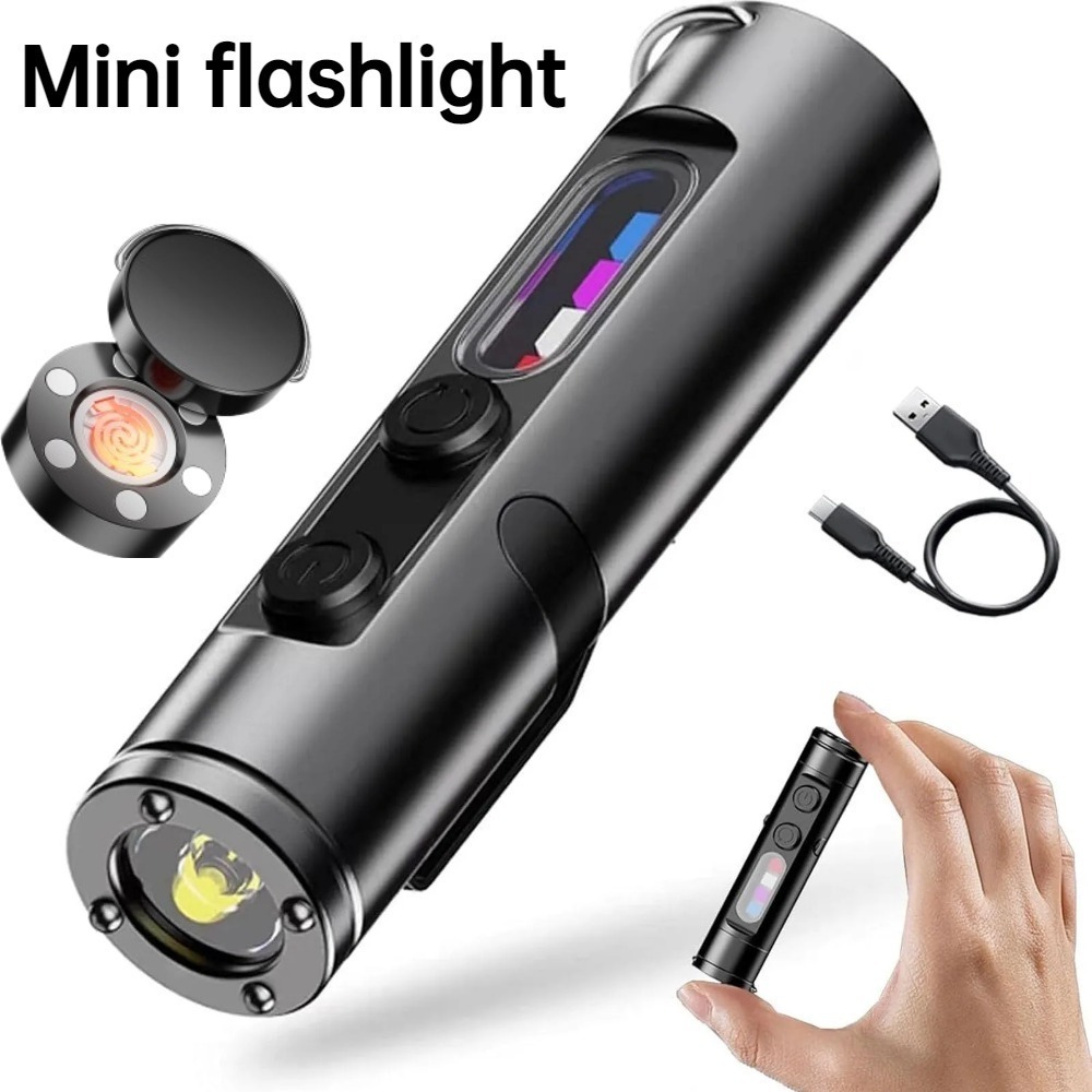 Outdoor Camping Accessories - ミニ屋外懐中電灯タイプ C 充電式 LED 磁気トーチ ハットクリップ付き