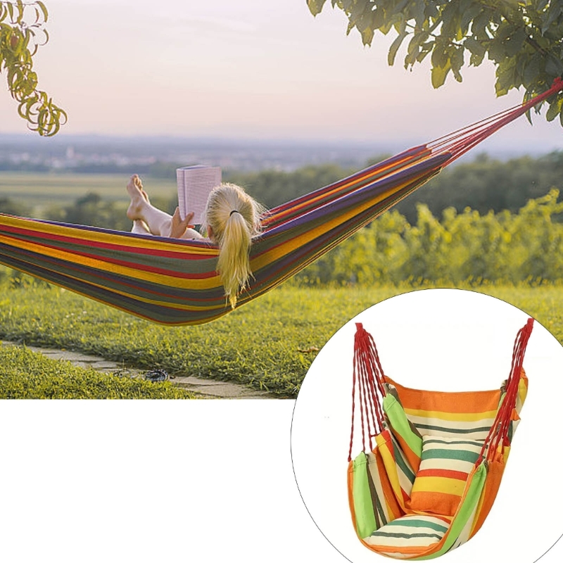 Outdoor Camping High Chair - 人間工学に基づいた吊り下げ椅子取り外し可能な枕とキャリーバッグ付き強力な金属フレームスイングベッドデッキポーチ用高品質