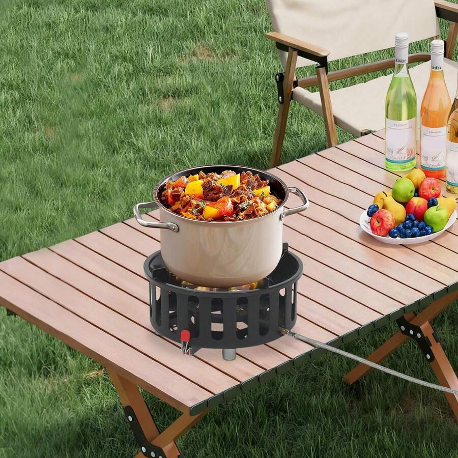 Outdoor Camping Burner - 3つのアダプター付きポータブルキャンプストーブ - 72,000 BTU屋外バーナー - ハイキング、バックパッキング、ピクニック用の防風ガスストーブ