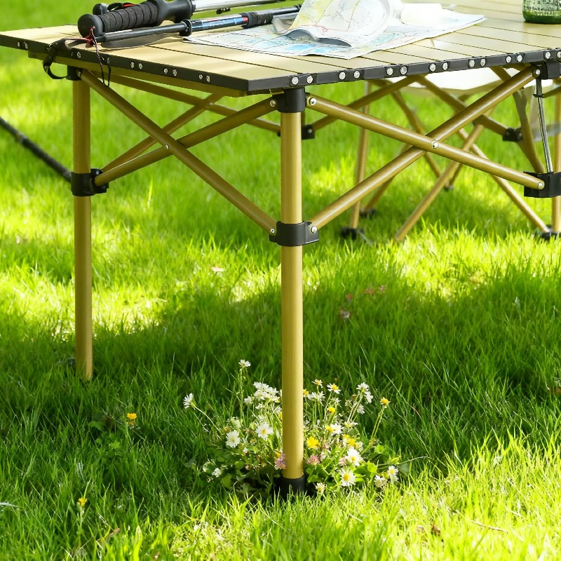 Outdoor Camping High Chair - 2026年高品質大型折りたたみ式アルミ合金ロールテーブルキャンプテーブル＆チェアセット（屋外環境用）