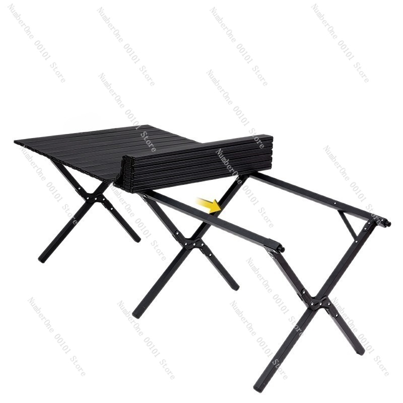 Outdoor Camping Folding Chair - ポータブル屋外折りたたみキャンプテーブルと椅子セットロールアップスラットピクニックティーテーブル軽量アルミニウム合金ポータブルデスク