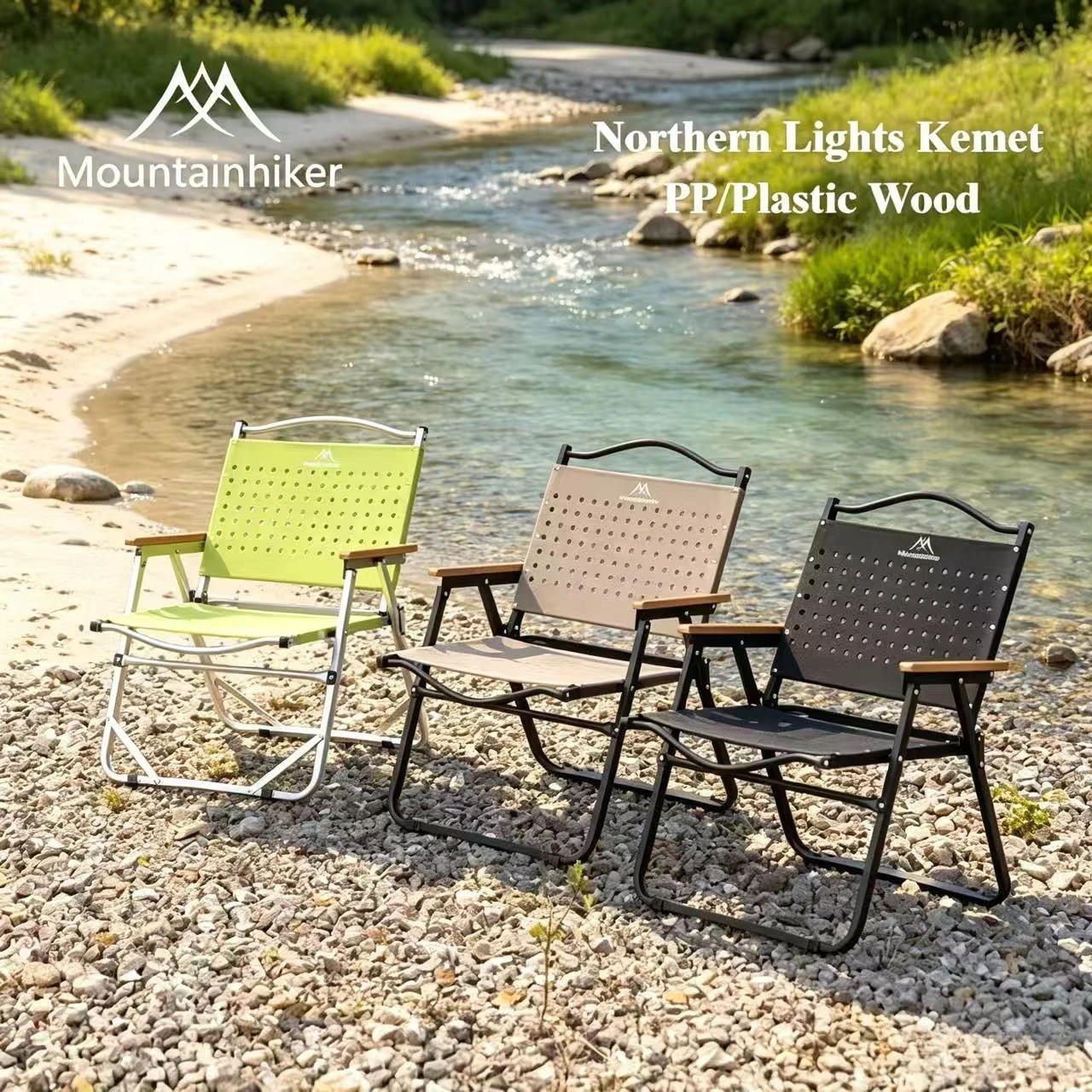 Outdoor Camping High Chair - MOUNTAINHIKER キャンプチェア ポータブル折りたたみカーミットチェア 高耐荷重折りたたみ式旅行木製椅子 屋外ピクニックリラックスフィッシュチェア