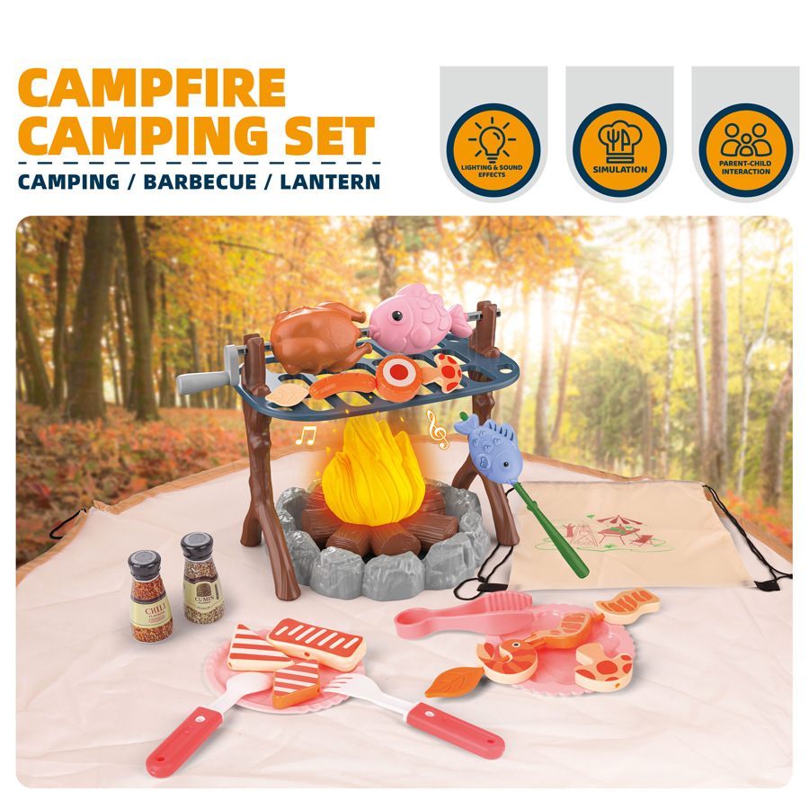 Outdoor Camping For Kids - 子供用アウトドアアドベンチャーツールセット キャンプファイヤーとテント付きシミュレーションキャンプおもちゃ ライトとサウンド付き 屋外誕生日やホリデーギフト