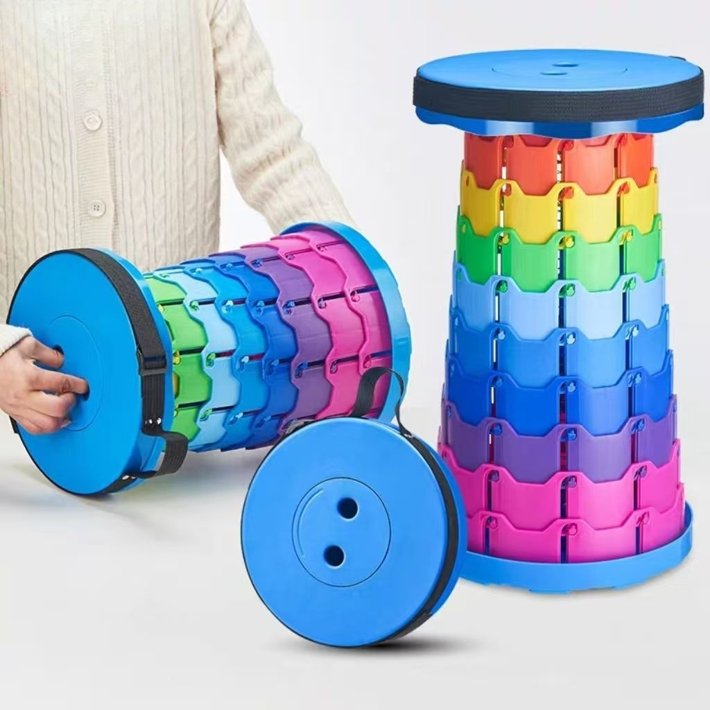 Outdoor Camping Accessories - レインボー伸縮式キャンプスツール ポータブル 厚手 折りたたみ式 調節可能 アウトドア