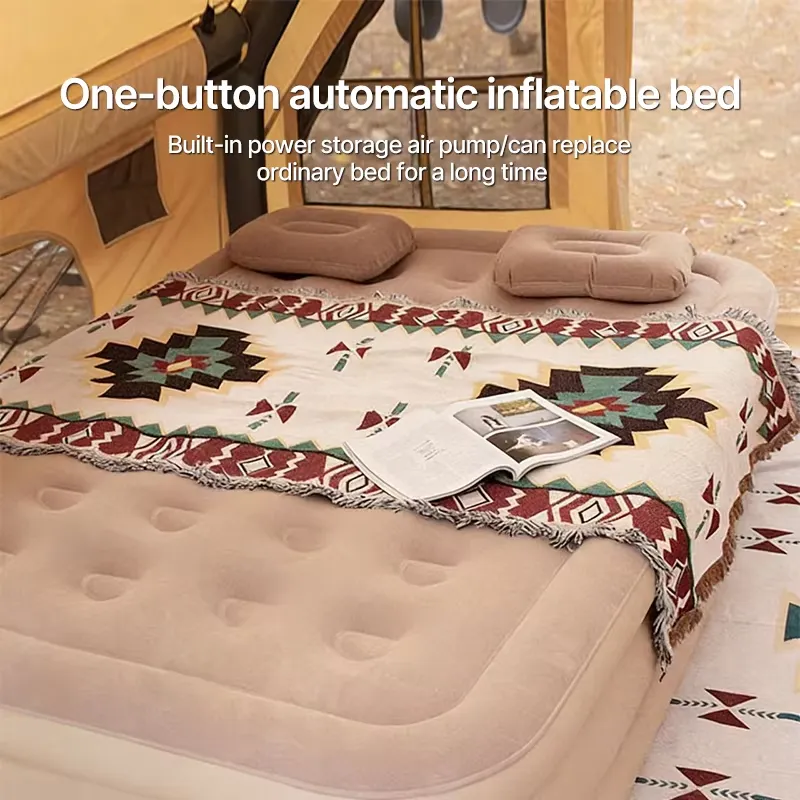 Inflatable Mattress - 現代的なPVC製カジュアルエアキャンプマットレス、ハイキング、ピクニック、ビーチ旅行用、自動膨張式エアベッド-家庭用家具