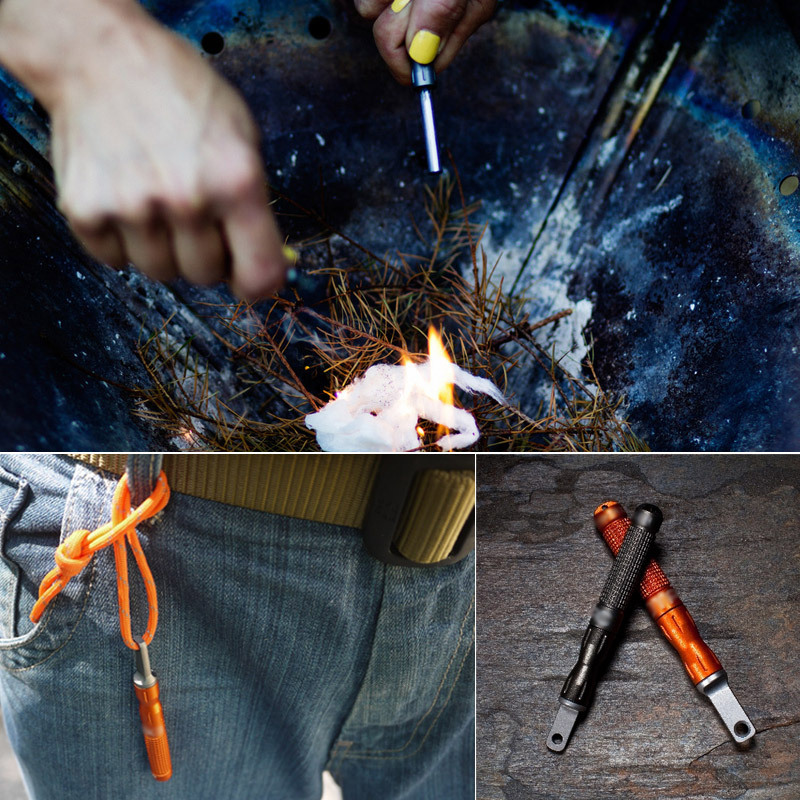 Fire Starter Flint - 屋外用フリントとスチール製防水緊急火起こし、キャンプ用品亜鉛マグネシウム棒多機能ファイヤースティック