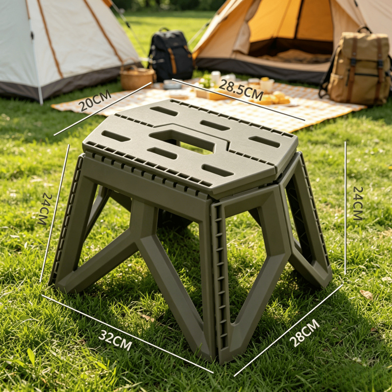 Outdoor Camping High Chair - ポータブル折りたたみ式アウトドアスツール、高耐荷重で耐久性のある小型チェア、釣り、ビーチ、キャンプ用、グレー