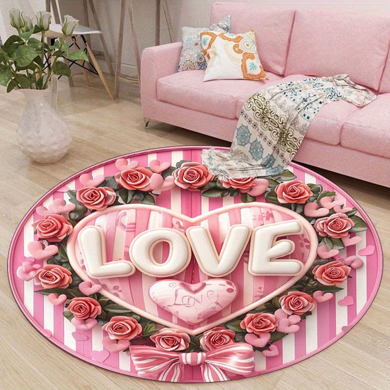 Outdoor Camping Decor Ideas - 花柄カップルラウンドマット、滑り止め、汚れに強い、洗濯機で洗える、柔らかい、100％ポリエステル、ホームヨガ装飾、ギフトアイデア