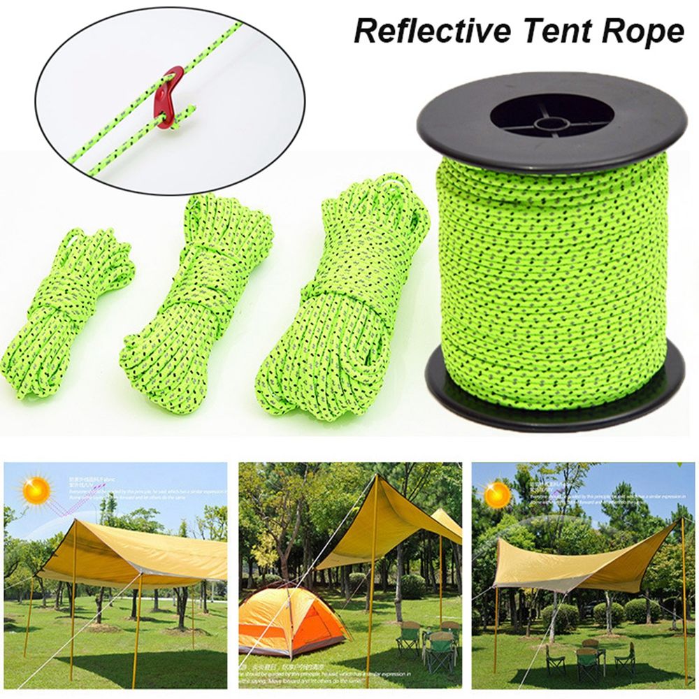 Outdoor Camping Extension Cord - テント用反射ナイロンロープ、5/10/20/100m、屋外キャンプ、ハイキングアクセサリー、2.5/4mm