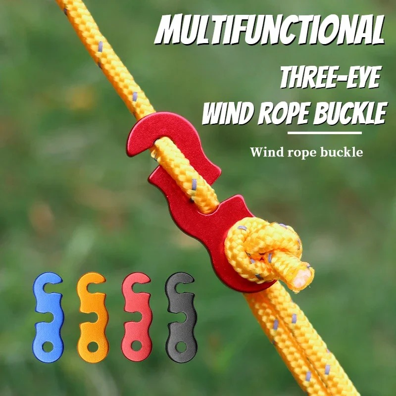 Outdoor Camping Extension Cord - トリプルアイS字型テント風ロープアジャスターアルミガイラインテンショナー調整可能なコードロック屋外キャンプテントアクセサリー