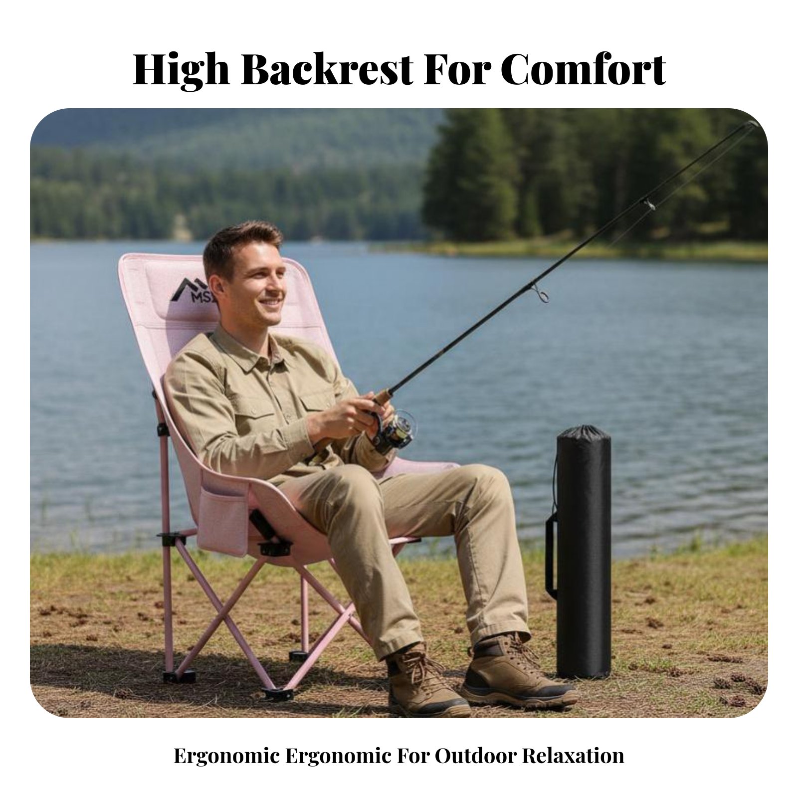 Outdoor Camping High Chair - 折りたたみ式メッシュハイバックチェア抗疲労通気性リクライニングチェアホームオフィス寝室屋外キャンプ釣り用シート
