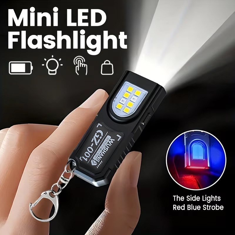 Outdoor Camping Lamp - 多機能キーホルダー懐中電灯 USB 充電式ミニ懐中電灯 COB ワークライト付きキーリングキャンプウォーキングポケットランプ