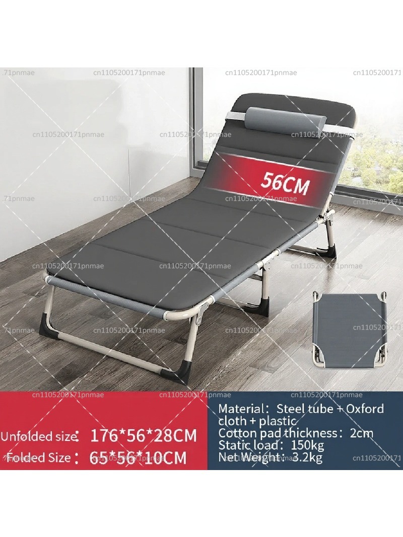 Outdoor Camping Folding Chair - 金属製折りたたみシングルベッド モダンオフィス用ポータブルベッド 調節可能な椅子マットレス キャンプ・アウトドア用