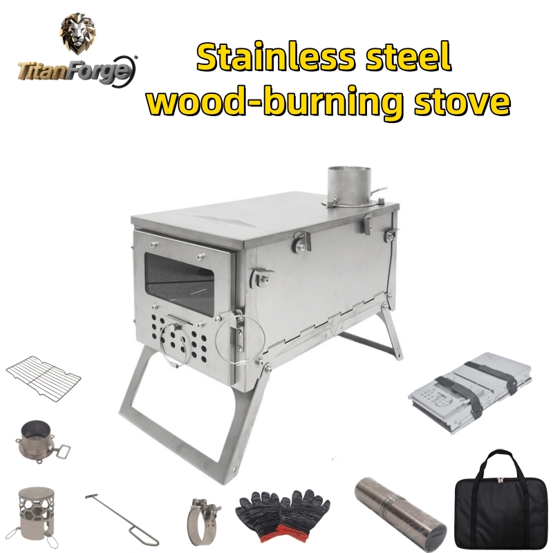 Outdoor Camping Wood Stove - 折りたたみ式薪ストーブ、ステンレス製で持ち運び可能かつ軽量、ハイキング、アウトドアキャンプテント、薪暖房ストーブ、狩猟や釣りに最適