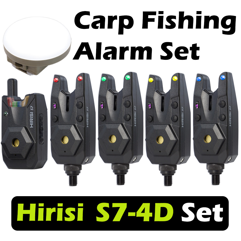 Outdoor Camping Glamping Share - Hirisi S7-4D ワイヤレス鯉釣りバイトアラームセット防水バイトインジケーター屋外キャンプナイトライト釣りアクセサリー付き