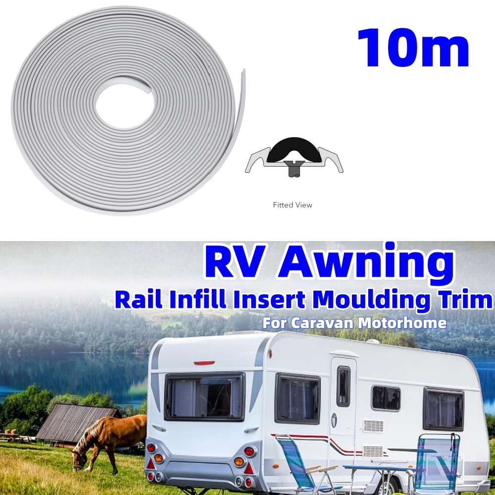 Camping Tent - 10m RVオーニングレールインサートモールディングトリムハーツィムストリップ12mm RVキャンピングサンシェードテントアクセサリー キャラバン・モーターホーム用