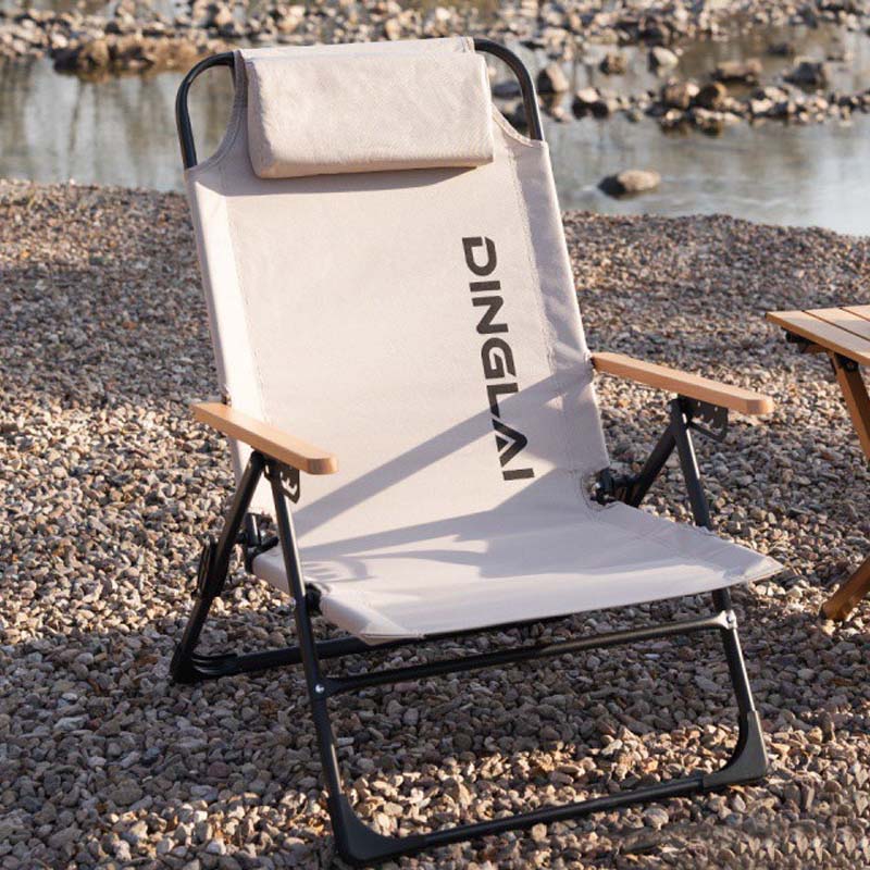 Outdoor Camping High Chair - 屋外折りたたみ椅子ポータブルキャンプリクライニングチェア角度調整可能取り外し可能な枕付きハイバックレスト釣り椅子