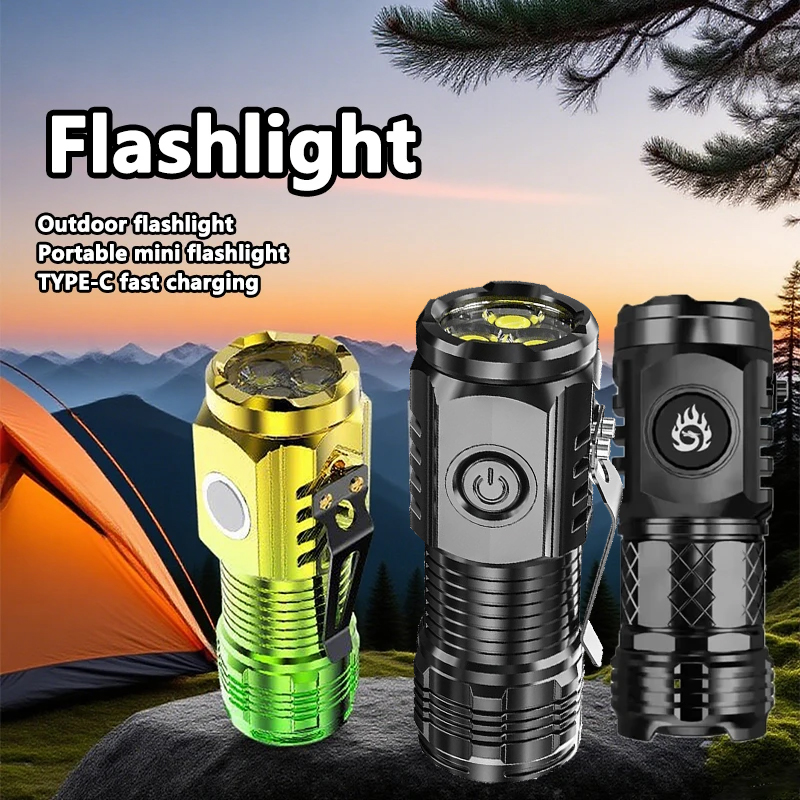 Outdoor Camping Lamp - 超高輝度ミニ LED 懐中電灯トーチ充電式釣り照明ランタン強力な屋外キャンプランプ子供の懐中電灯