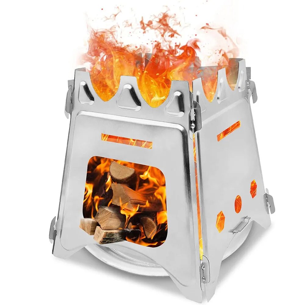 Outdoor Camping Wood Stove - 折りたたみ式薪ストーブ屋外ハイキング旅行バーベキュー用ポータブル