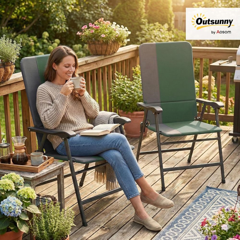 パッド入りハイバックアームレストアウトドアチェアセット、2個 - Outdoor Camping High Chair のレビューと価格