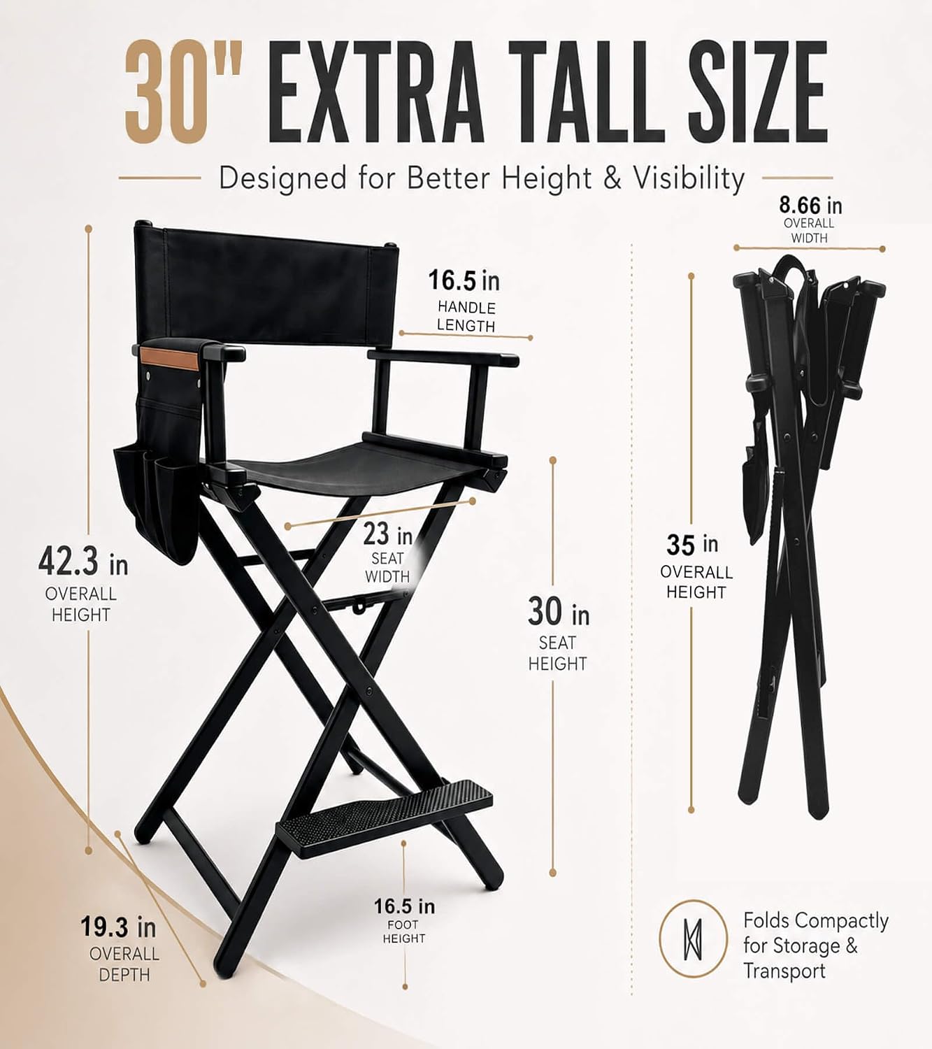 背の高いディレクターチェア ポータブルアルミ製折りたたみ椅子 - Outdoor Camping High Chair のレビューと価格