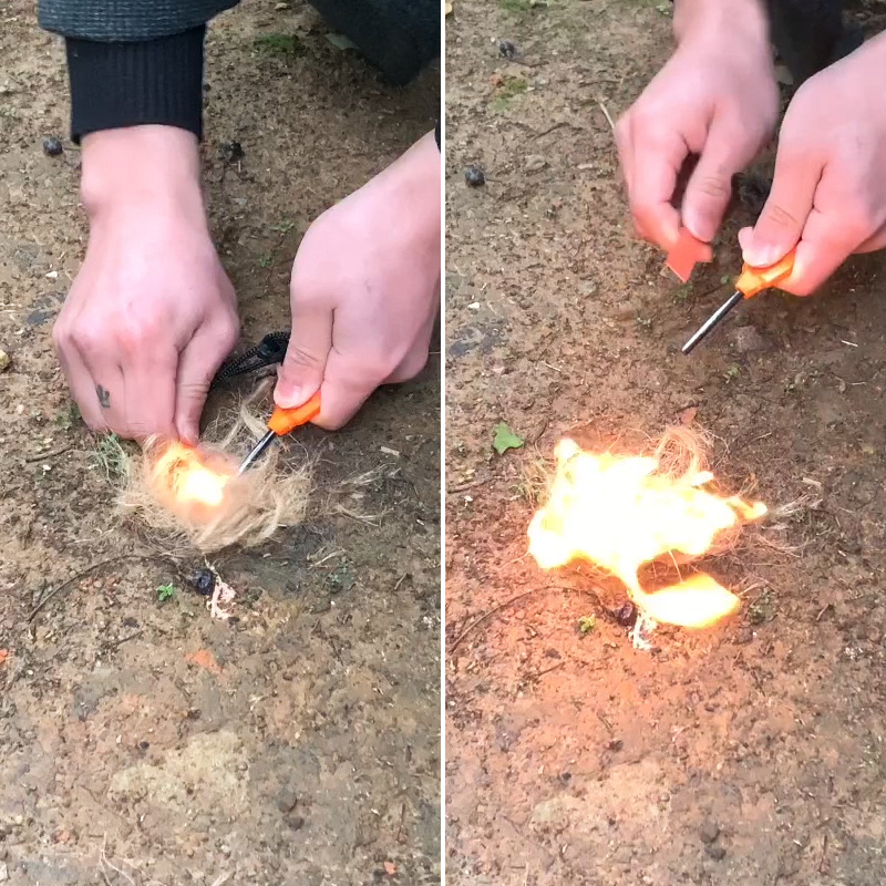 木製ハンドル付きアウトドアサバイバルフリントファイヤースター - Fire Starter Flint のレビューと価格