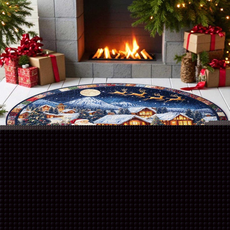 サンタのそり クリスマス ラウンド ドアマット、ヴィンテージ - Outdoor Camping Decor Ideas のレビューと価格