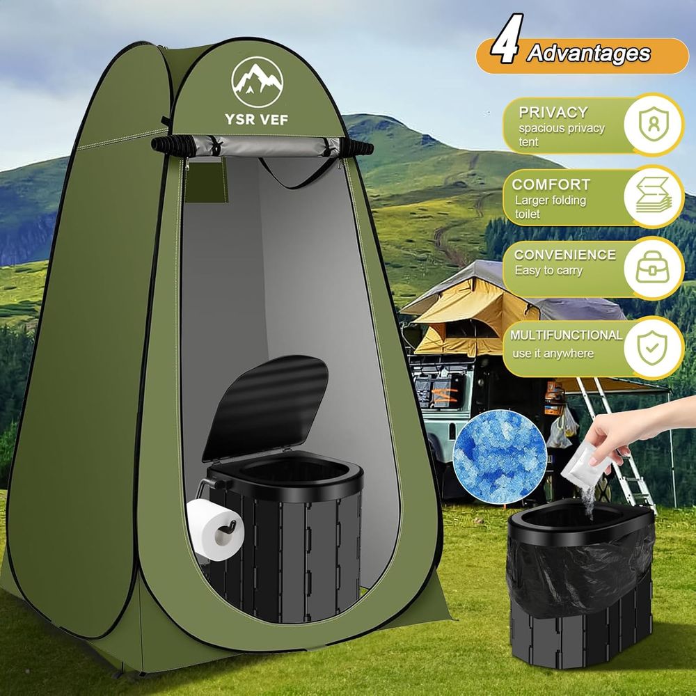 ポータブルトイレキット、ポップアップ式プライバシーテントとう - Camping Tent のレビューと価格
