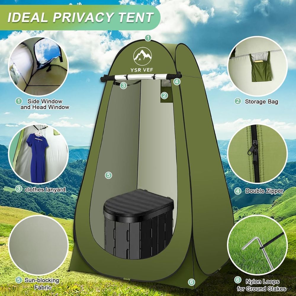 ポータブルトイレキット、ポップアップ式プライバシーテントとう - Camping Tent のレビューと価格