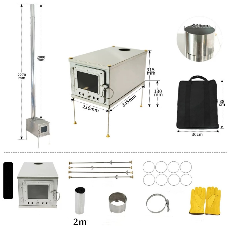 折りたたみ式軽量チタン合金テントストーブ、ポータブル、耐久性 - Outdoor Camping Wood Stove のレビューと価格