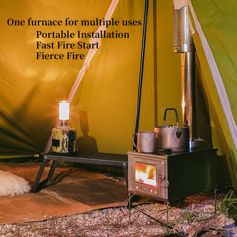 折りたたみ式軽量チタン合金テントストーブ、ポータブル、耐久性 - Outdoor Camping Wood Stove のレビューと価格