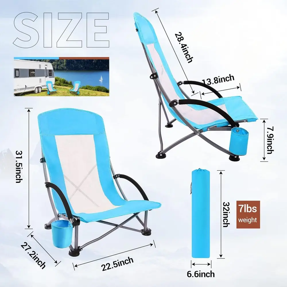 ポータブル2脚セット ブルービーチチェア ハイメッシュバック - Outdoor Camping High Chair のレビューと価格