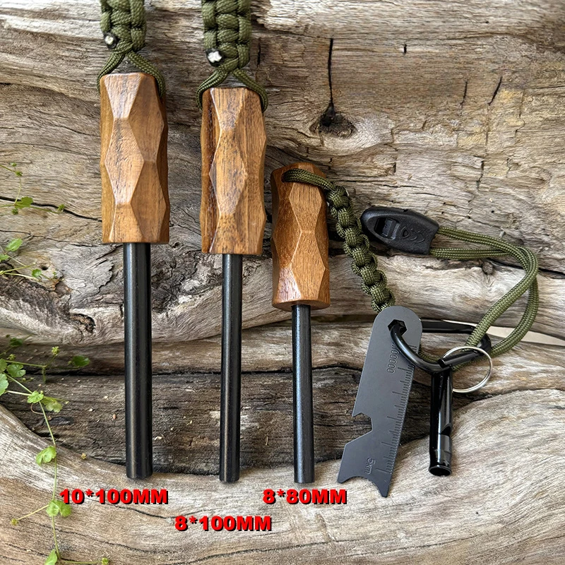 新しい屋外用フリント式ファイヤースターター、木製ハンドル付き - Fire Starter Flint のレビューと価格