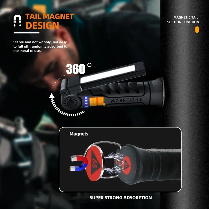 充電式 LED 懐中電灯 マグネットとフック付き、作業現場の - Outdoor Camping Accessories のレビューと価格