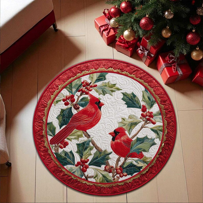 Cardinal Bird クリスマス ラウンド ドアマット - Outdoor Camping Decor Ideas のレビューと価格