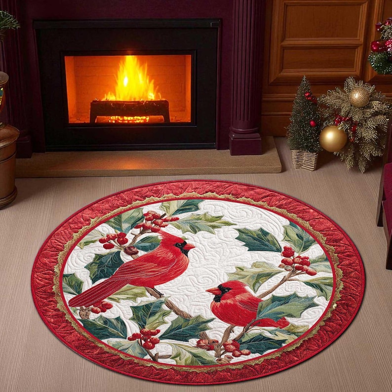 Cardinal Bird クリスマス ラウンド ドアマット - Outdoor Camping Decor Ideas のレビューと価格