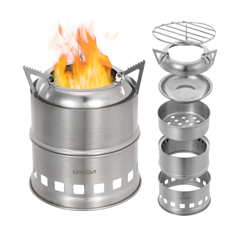 Lixada-ステンレス鋼の薪ストーブ,アルコールバーナー, - Outdoor Camping Wood Stove のレビューと価格