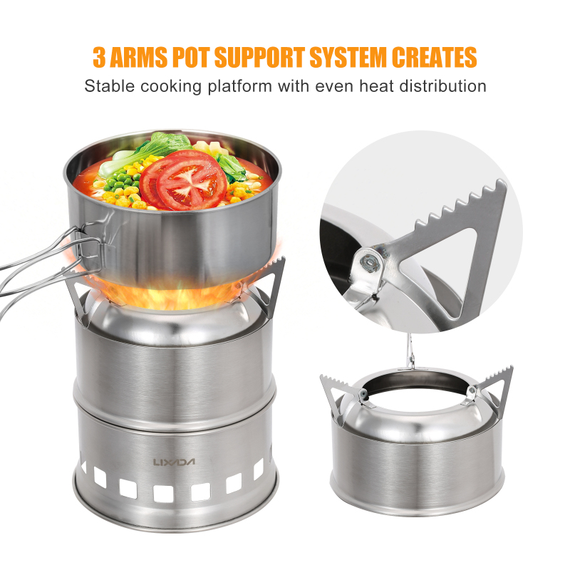 Lixada-ステンレス鋼の薪ストーブ,アルコールバーナー, - Outdoor Camping Wood Stove のレビューと価格