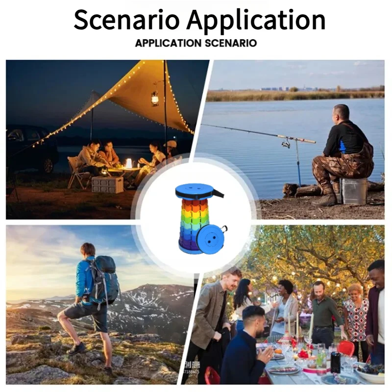 レインボー伸縮式キャンプスツール ポータブル 厚手 折りたた - Outdoor Camping Accessories のレビューと価格