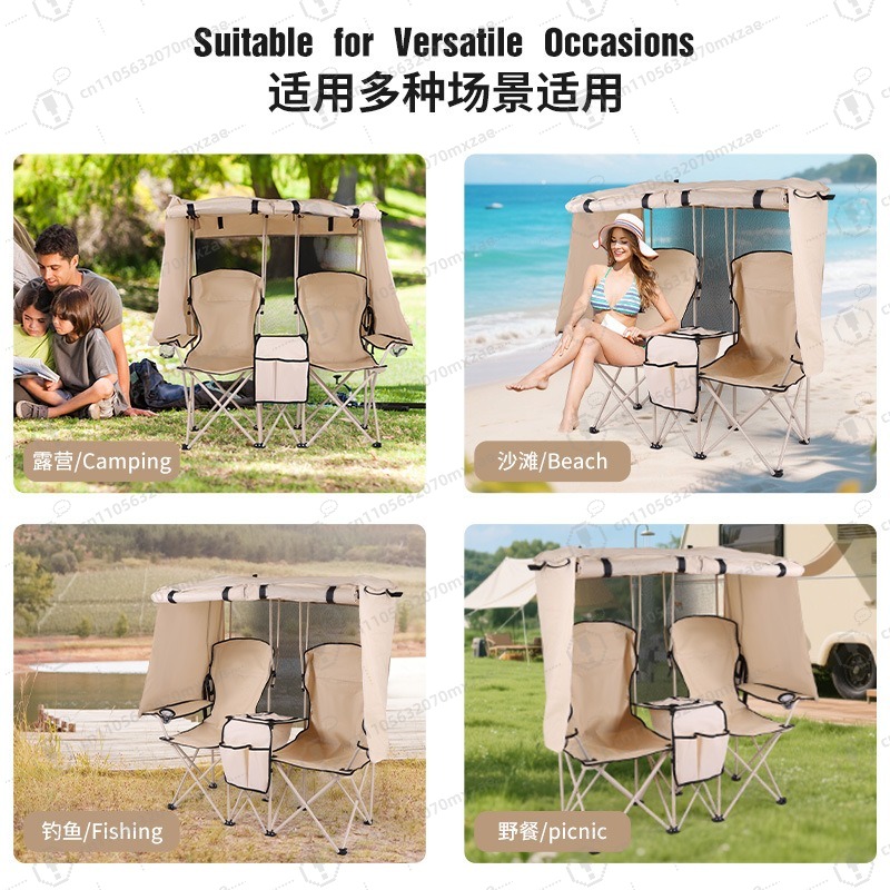 アウトドアキャンプレジャーダブル折りたたみ椅子釣りビーチチェ - Outdoor Camping Folding Chair のレビューと価格