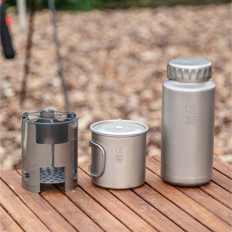 KEITH 純チタン製ネスティングキャンプセット 1200m - Outdoor Camping Wood Stove のレビューと価格