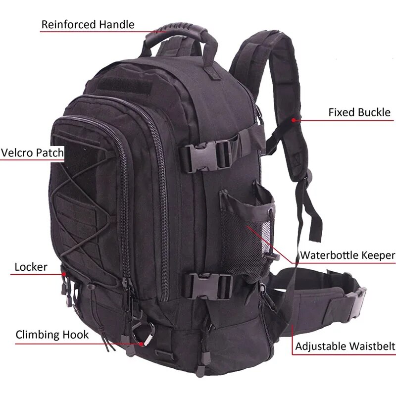 65l大容量屋外戦術的バックパック男性用バックパックmoll - Lightweight Backpack 65L のレビューと価格