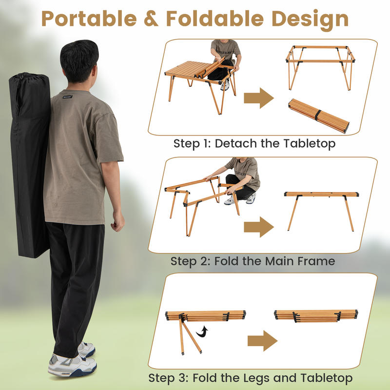 シングル折りたたみピクニックテーブル 93 x 70 cm  - Camp Table Folding のレビューと価格